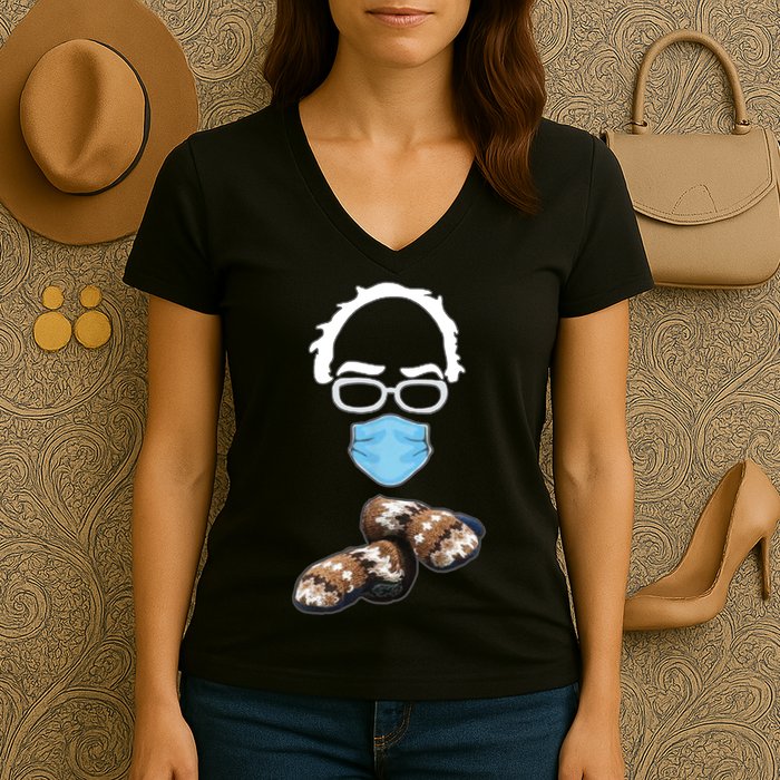 Inauguration Bernie Sanders Mittens Women's V-Neck T-Shirt