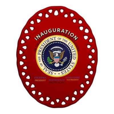 Inauguration Day 46th President Biden Harris 2021 Ceramic Oval Ornament