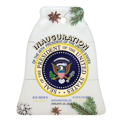 Inauguration Day 46th President Biden Harris 2021 Ceramic Bell Ornament