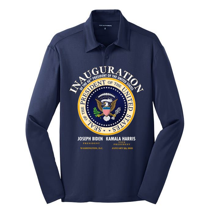 Inauguration Of The 46th President Joe Biden and Kamala Harris 2021 Silk Touch Performance Long Sleeve Polo