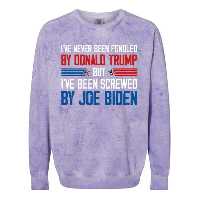 IVe Never Been Fondled By Donald Trump But Joe Biden Colorblast Crewneck Sweatshirt