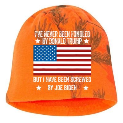 Ive Never Been Fondled By Donald Trump But Screwed By Biden Kati - Camo Knit Beanie