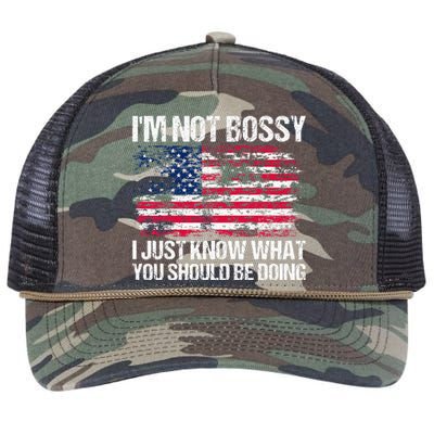 Im Not Bossy I Just Know What You Should Be Doing Funny Retro Rope Trucker Hat Cap