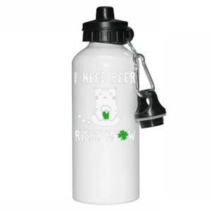 I Need Beer Right Meow St Patrick's Day Aluminum Water Bottle