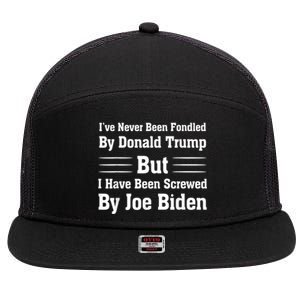 I’ve Never Been Fondled By Donald Trump But Funny Gift 7 Panel Mesh Trucker Snapback Hat