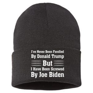 I’ve Never Been Fondled By Donald Trump But Funny Gift Sustainable Knit Beanie