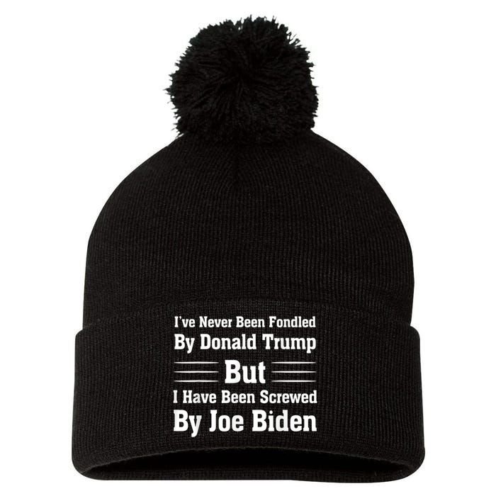 I’ve Never Been Fondled By Donald Trump But Funny Gift Pom Pom 12in Knit Beanie