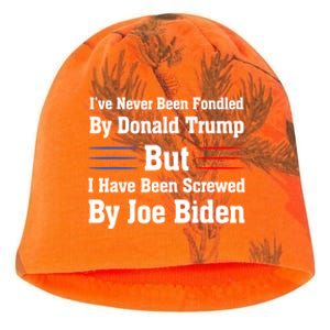 I’ve Never Been Fondled By Donald Trump But Screwed By Biden Kati - Camo Knit Beanie