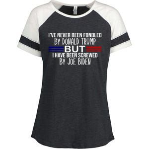 IVe Never Been Fondled By Donald Trump But I Have Been Screwed By Joe Biden Enza Ladies Jersey Colorblock Tee