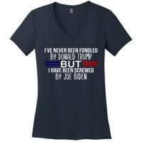 IVe Never Been Fondled By Donald Trump But I Have Been Screwed By Joe Biden Women's V-Neck T-Shirt