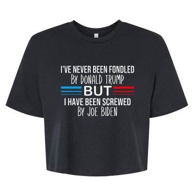 I’ve Never Been Fondled By Donald Trump But Screwed By Biden Bella+Canvas Jersey Crop Tee