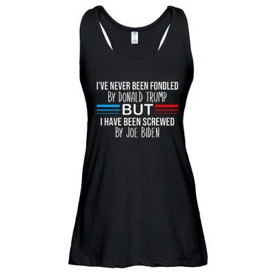 I’ve Never Been Fondled By Donald Trump But Screwed By Biden Ladies Essential Flowy Tank