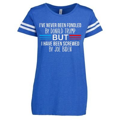 I’ve Never Been Fondled By Donald Trump But Screwed By Biden Enza Ladies Jersey Football T-Shirt