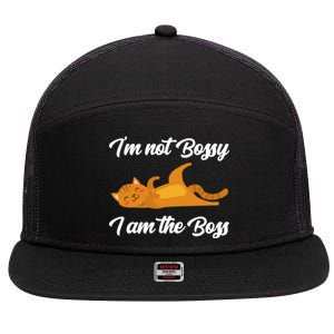 I'm Not Bossy I Am The Boss Day Cat Funny Work Office Humor Great Gift 7 Panel Mesh Trucker Snapback Hat