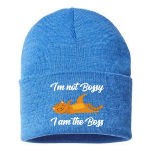 I'm Not Bossy I Am The Boss Day Cat Funny Work Office Humor Great Gift Sustainable Knit Beanie