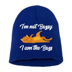 I'm Not Bossy I Am The Boss Day Cat Funny Work Office Humor Great Gift Short Acrylic Beanie