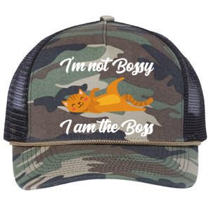 I'm Not Bossy I Am The Boss Day Cat Funny Work Office Humor Great Gift Retro Rope Trucker Hat Cap