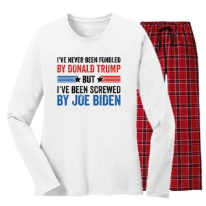 IVe Never Been Fondled By Donald Trump But Joe Biden Women's Long Sleeve Flannel Pajama Set 