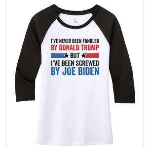 IVe Never Been Fondled By Donald Trump But Joe Biden Women's Tri-Blend 3/4-Sleeve Raglan Shirt