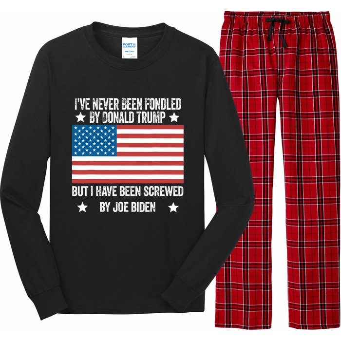 I’Ve Never Been Fondled By Donald Trump But Screwed By Biden Long Sleeve Pajama Set