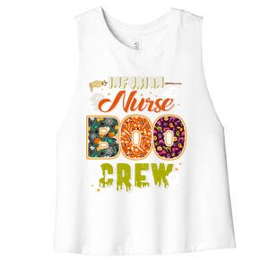 Infusion Nurse Boo Crew Rn Squad Halloween Matching Great Gift Women's Racerback Cropped Tank