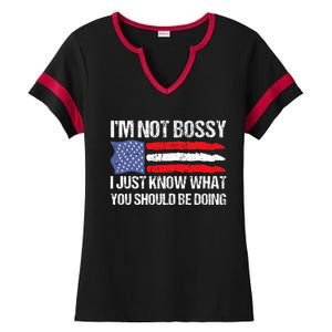 Im Not B.ossy I Just Know What You Should Be Doing Funny Ladies Halftime Notch Neck Tee