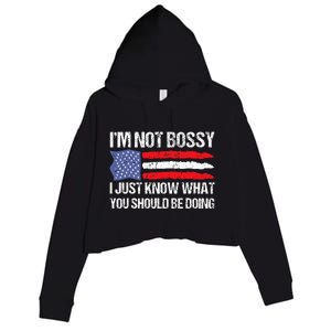 Im Not B.ossy I Just Know What You Should Be Doing Funny Crop Fleece Hoodie