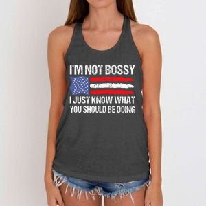 Im Not B.ossy I Just Know What You Should Be Doing Funny Women's Knotted Racerback Tank