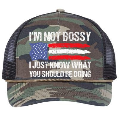 Im Not B.ossy I Just Know What You Should Be Doing Funny Retro Rope Trucker Hat Cap