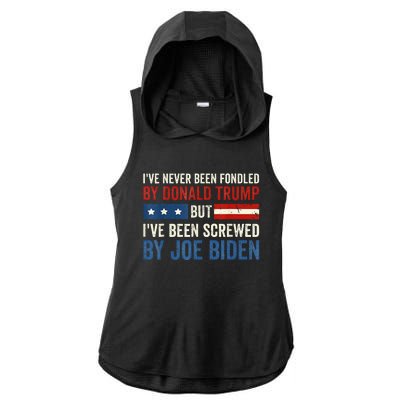 IVe Never Been Fondled By Donald Trump But Joe Biden Ladies PosiCharge Tri-Blend Wicking Draft Hoodie Tank