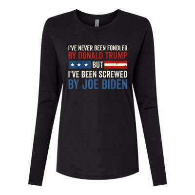 IVe Never Been Fondled By Donald Trump But Joe Biden Womens Cotton Relaxed Long Sleeve T-Shirt