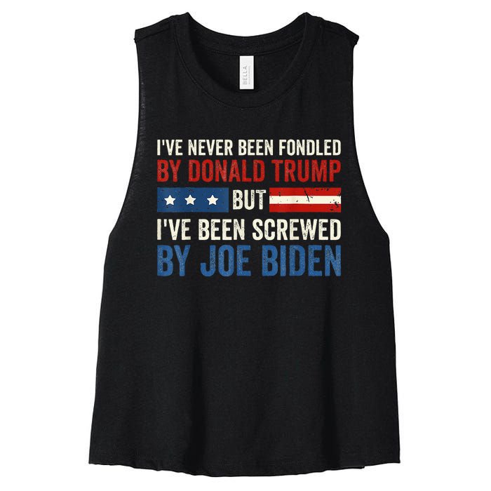 IVe Never Been Fondled By Donald Trump But Joe Biden Women's Racerback Cropped Tank