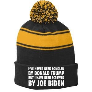 I’ve Never Been Fondled By Donald Trump Stripe Pom Pom Beanie