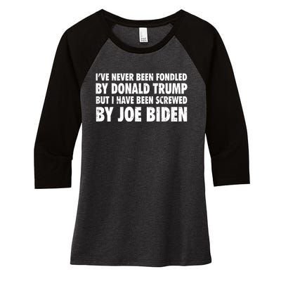 I’ve Never Been Fondled By Donald Trump Women's Tri-Blend 3/4-Sleeve Raglan Shirt