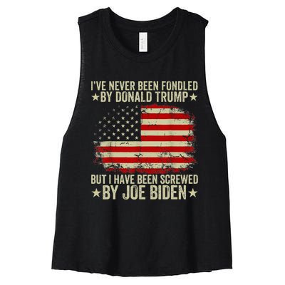 I’Ve Never Been Fondled By Donald Trump But Screwed By Biden Women's Racerback Cropped Tank