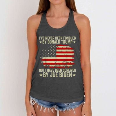 I’Ve Never Been Fondled By Donald Trump But Screwed By Biden Women's Knotted Racerback Tank