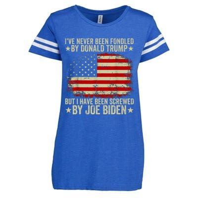 I’Ve Never Been Fondled By Donald Trump But Screwed By Biden Enza Ladies Jersey Football T-Shirt