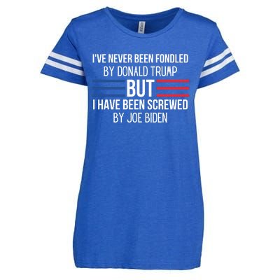 I’ve Never Been Fondled By Donald Trump But I Have Been Screwed By Joe Biden Enza Ladies Jersey Football T-Shirt