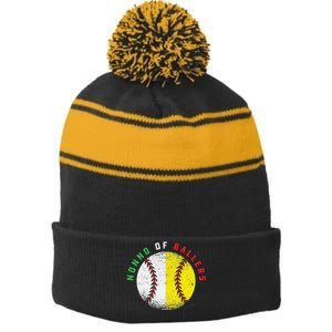 Italian Nonno Baseball Softball Grandson Granddaughter Team Stripe Pom Pom Beanie