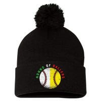 Italian Nonno Baseball Softball Grandson Granddaughter Team Pom Pom 12in Knit Beanie