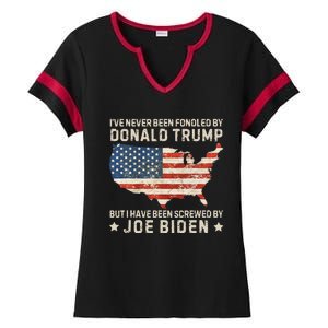 IVe Never Been Fondled By Donald Trump But Joe Biden Ladies Halftime Notch Neck Tee