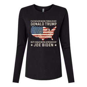 IVe Never Been Fondled By Donald Trump But Joe Biden Womens Cotton Relaxed Long Sleeve T-Shirt