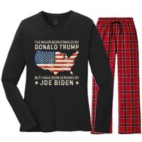 IVe Never Been Fondled By Donald Trump But Joe Biden Women's Long Sleeve Flannel Pajama Set 