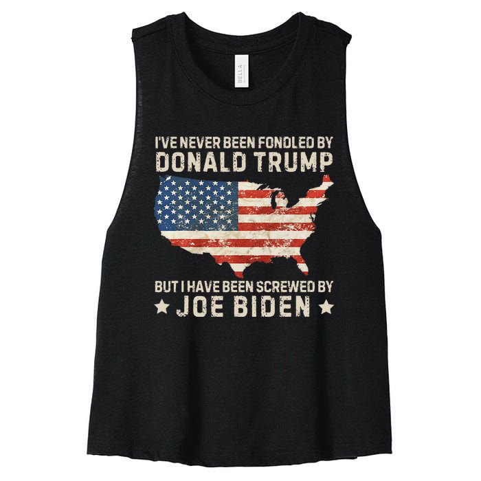 IVe Never Been Fondled By Donald Trump But Joe Biden Women's Racerback Cropped Tank