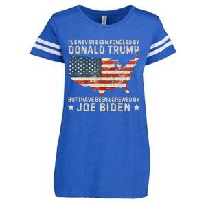 IVe Never Been Fondled By Donald Trump But Joe Biden Enza Ladies Jersey Football T-Shirt