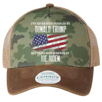 I’Ve Never Been Fondled By Donald Trump But Screwed By Biden Legacy Tie Dye Trucker Hat