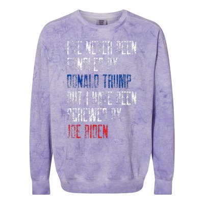 I’Ve Never Been Fondled By Donald Trump But Screwed By Biden Colorblast Crewneck Sweatshirt