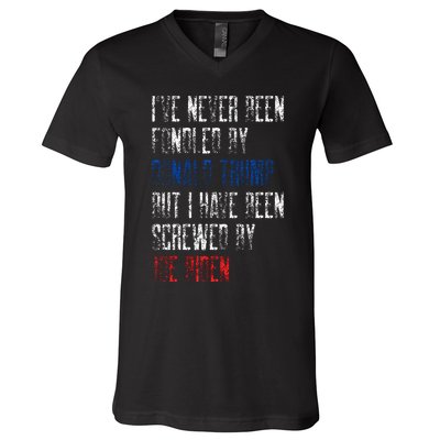 I’Ve Never Been Fondled By Donald Trump But Screwed By Biden V-Neck T-Shirt