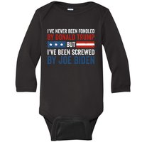 I’Ve Never Been Fondled By Donald Trump But Screwed By Biden Baby Long Sleeve Bodysuit