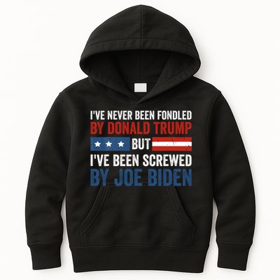I’Ve Never Been Fondled By Donald Trump But Screwed By Biden Kids Hoodie